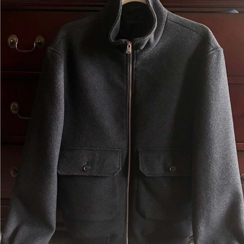 Zara Men's Dark Gray Bomber Jacket